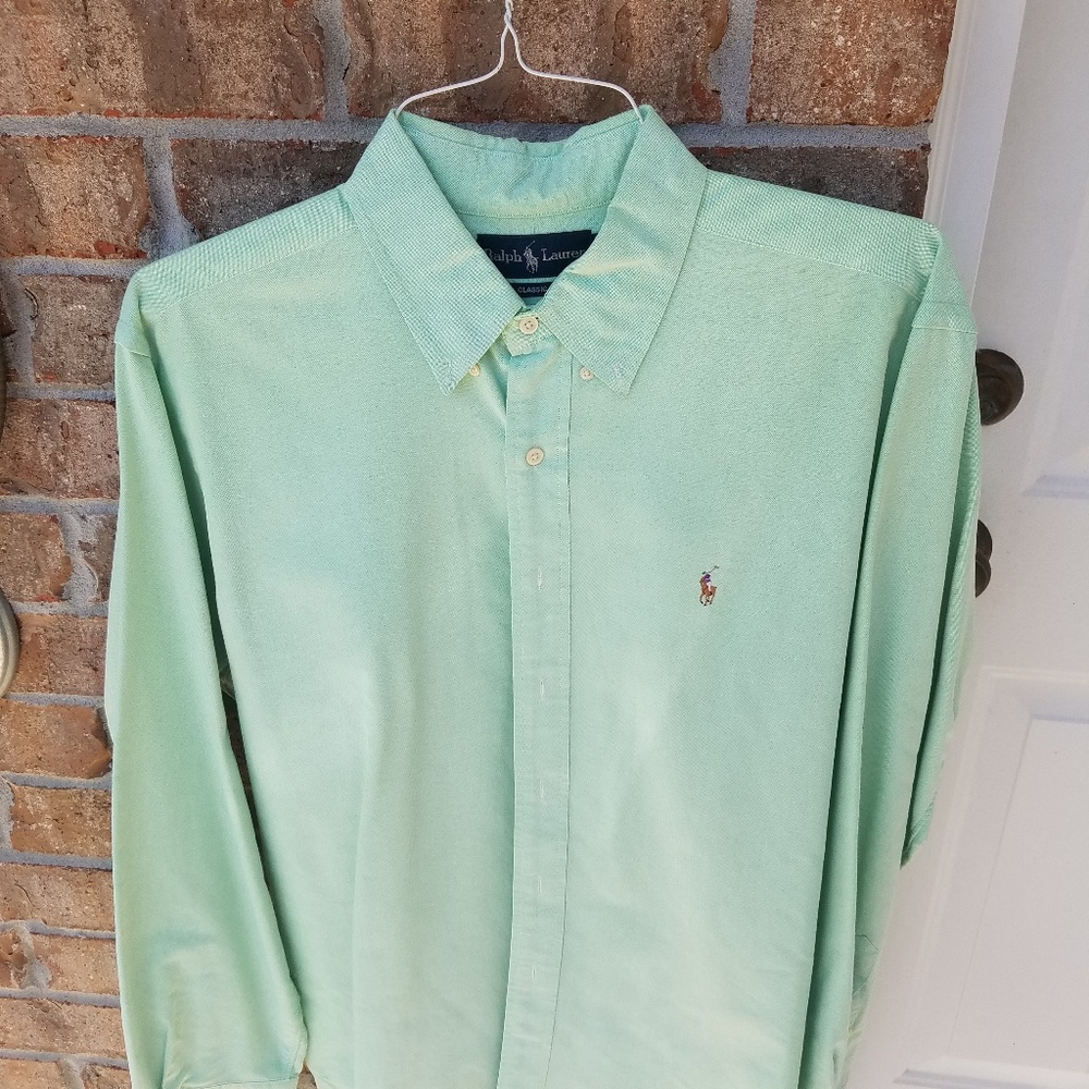 Polo button up mint green